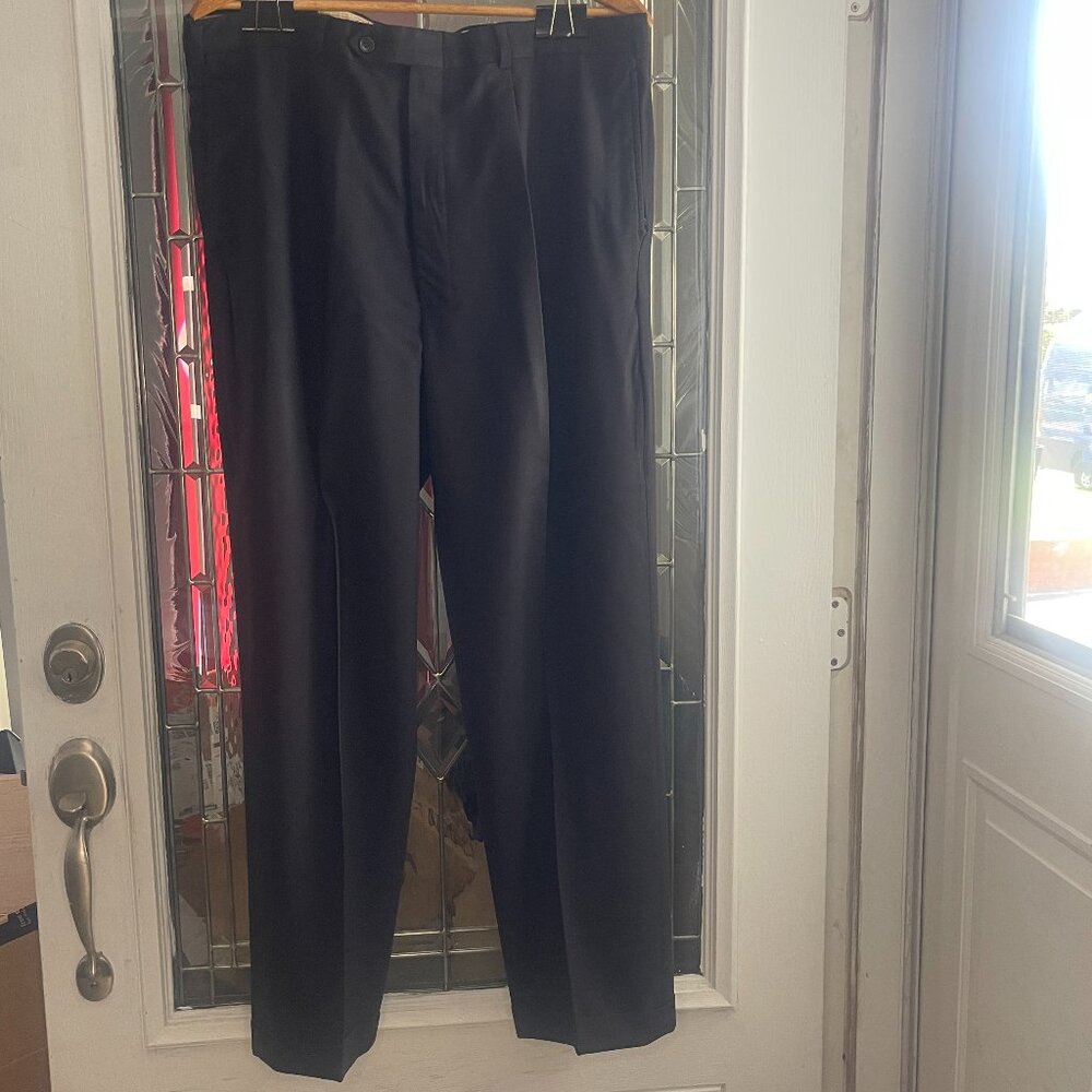 Todays Man Wool Classic Fit Pleated Cuffed Dress Pants Blue Men's 38x30